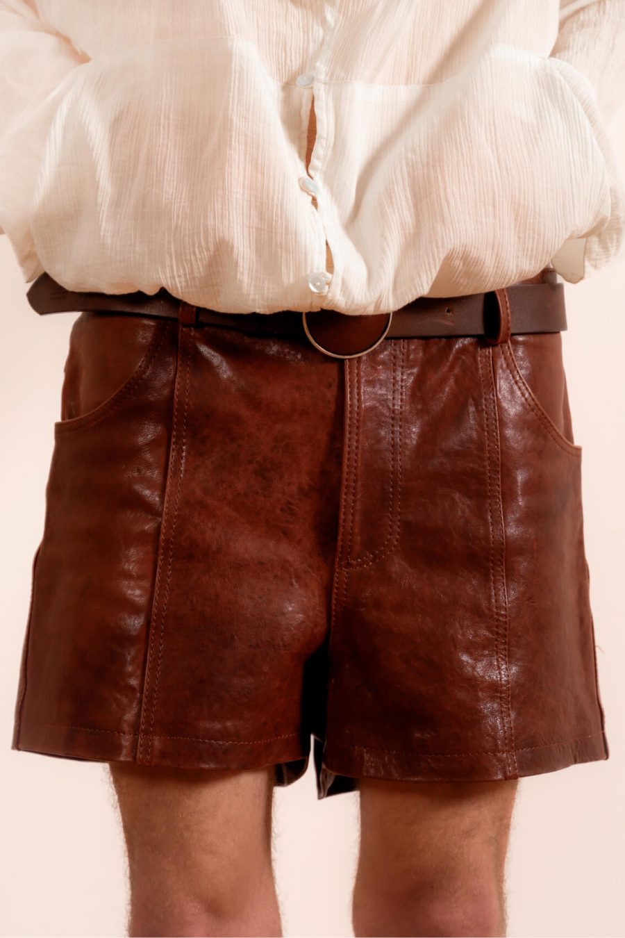 Round Pocket Leather Shorts - MADE TO ORDER