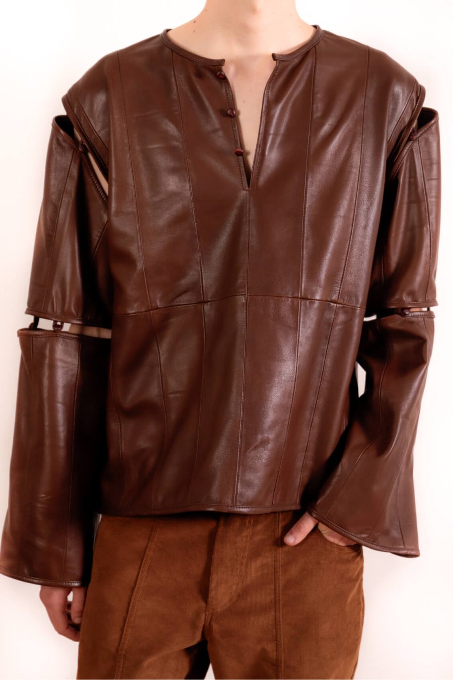 Despiece Leather Tee